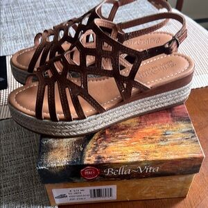 Bella Vita Brown Sandals with Comfortable Platform and Intricate Strap Design